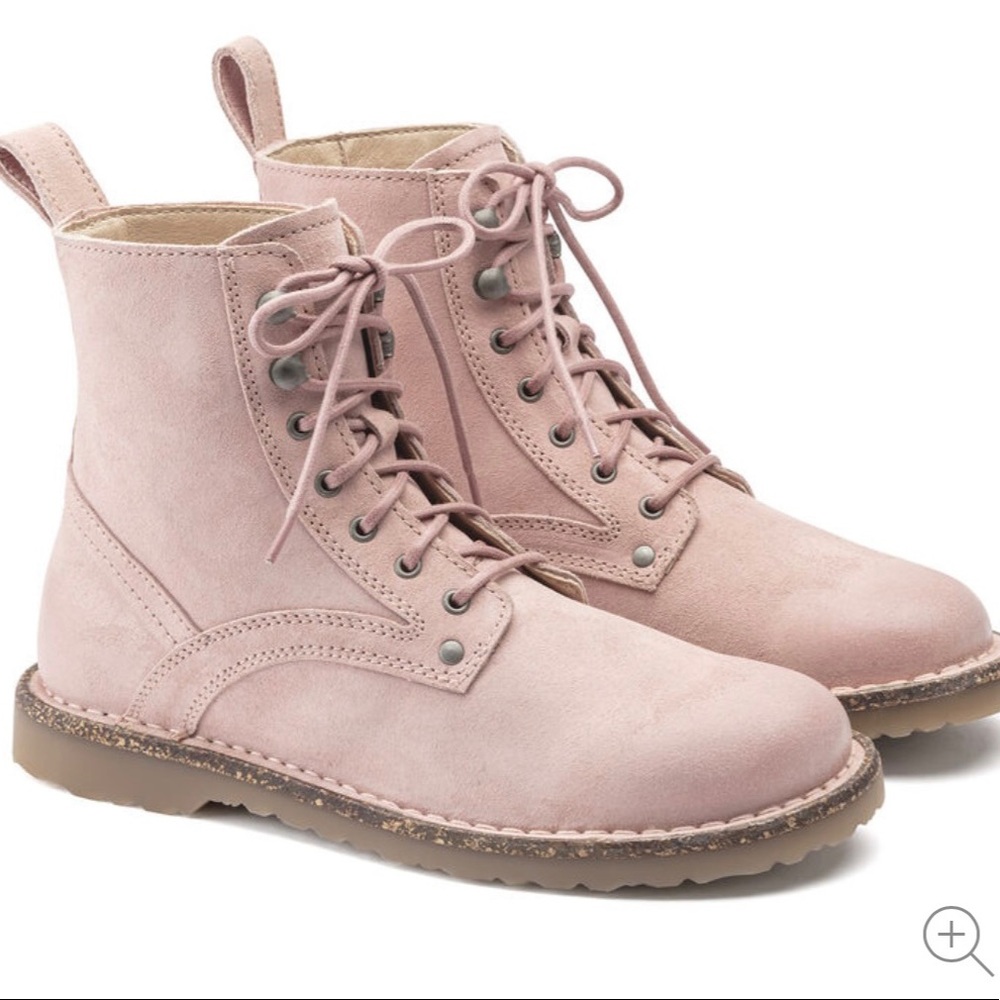 Birkenstock Pink Lace-Up Suede Boots